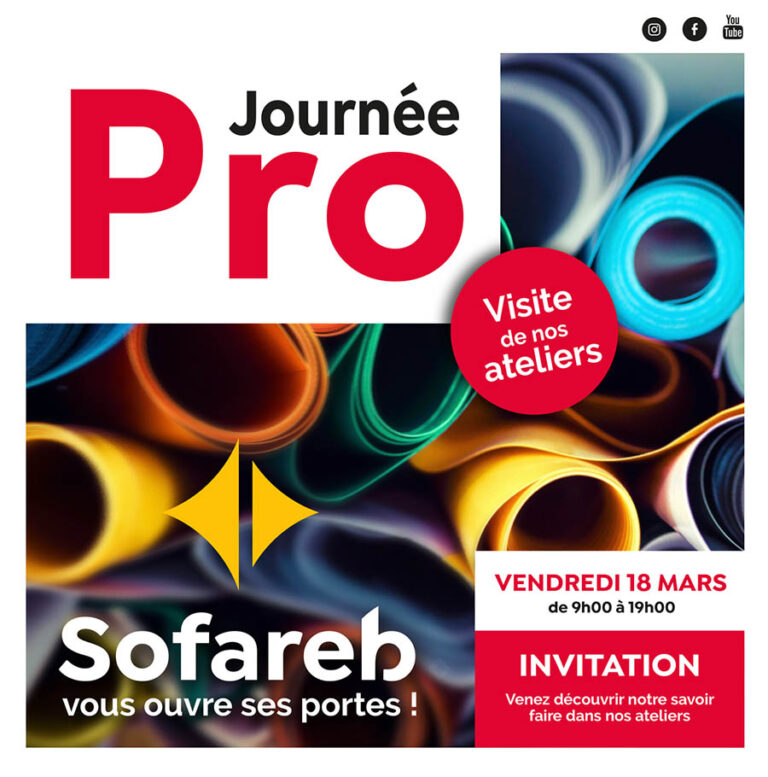 Affiche des journées portes ouvertes de Sofareb pour les professionnels